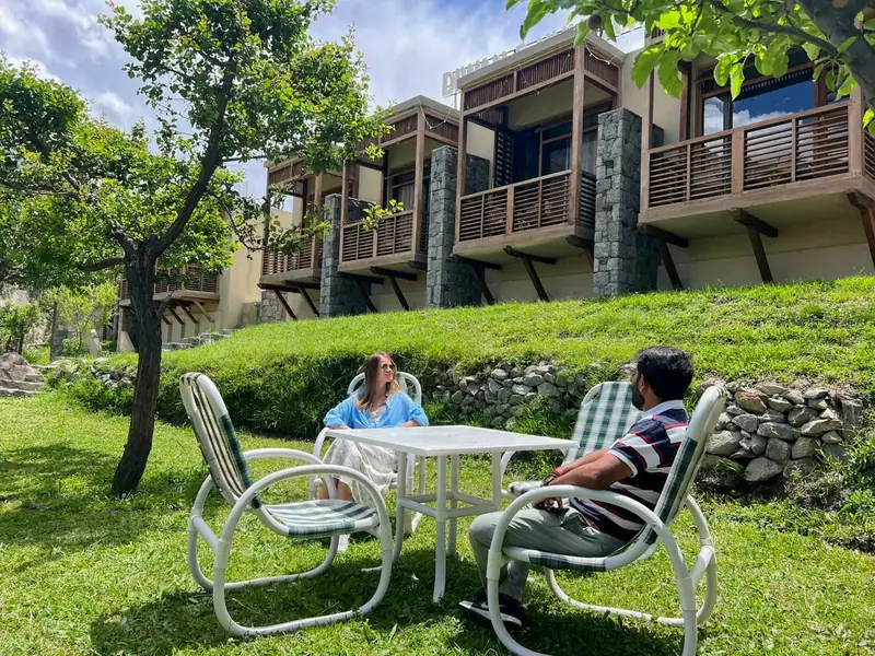 Guests relaxing on the lawn